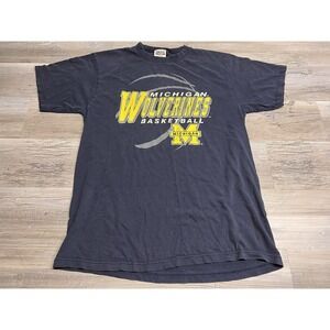 Vintage University Michigan Wolverines  T-shirt Basketball Sun Faded Size L‎